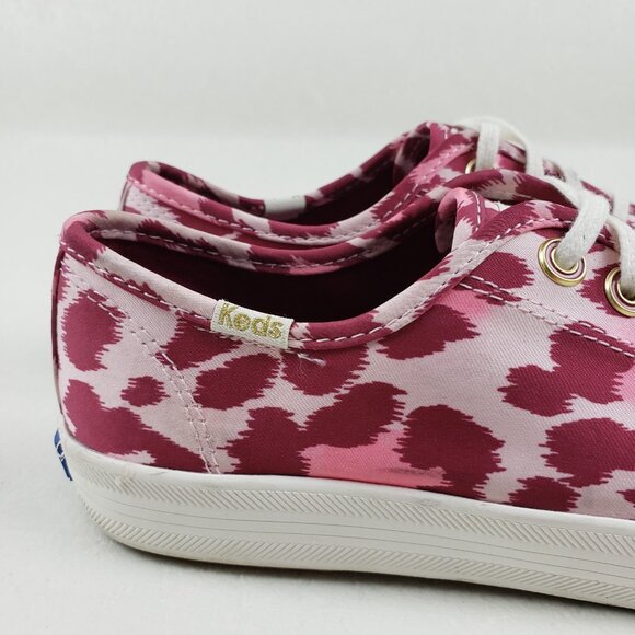 Keds x Kate Spade Kickstart Sneaker Womens 7.5 Pink Satin Leopard Print Shoe - Picture 3 of 15